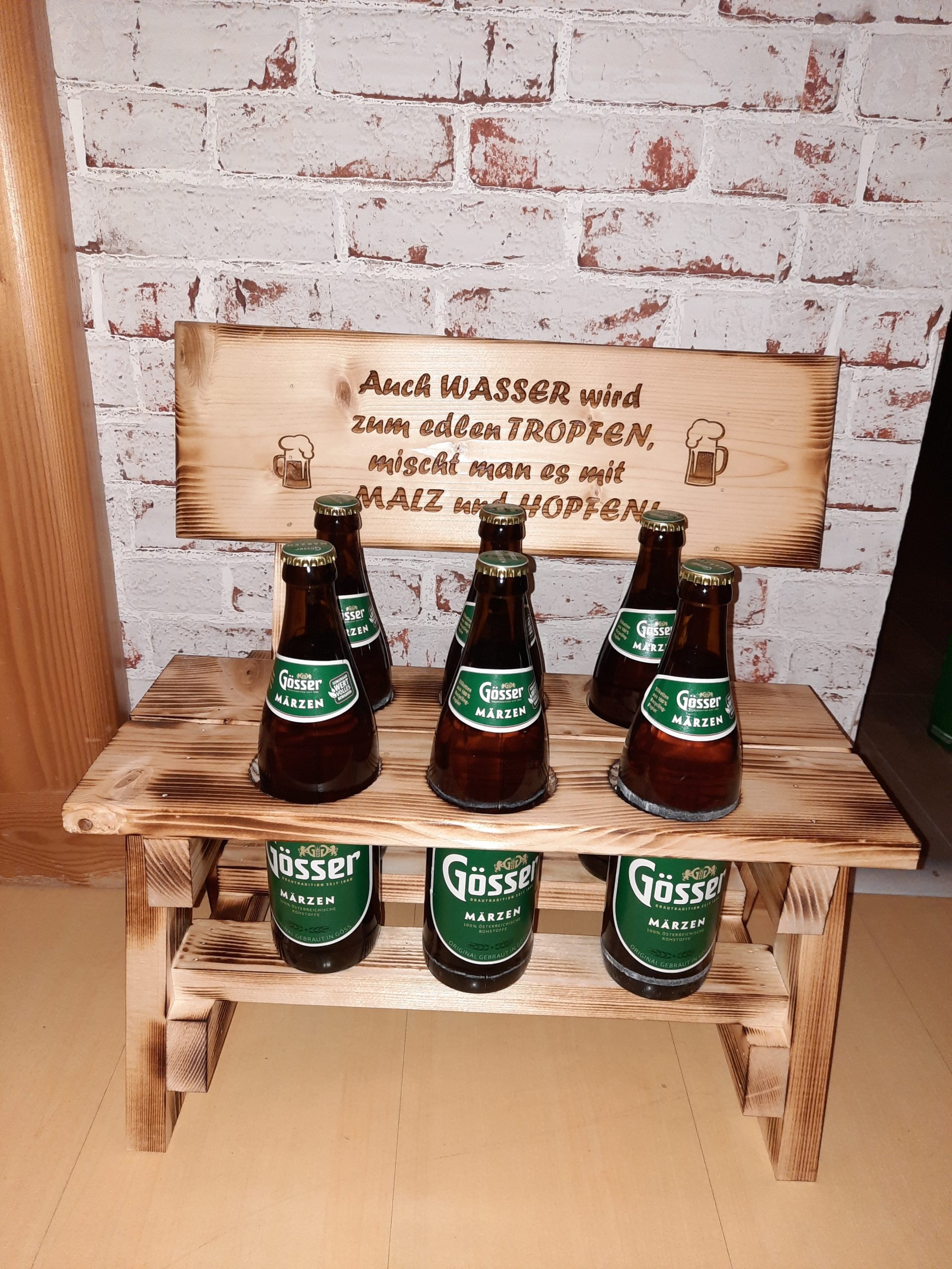 Holzbankerl für 6 Flaschen Bier 0,5l
