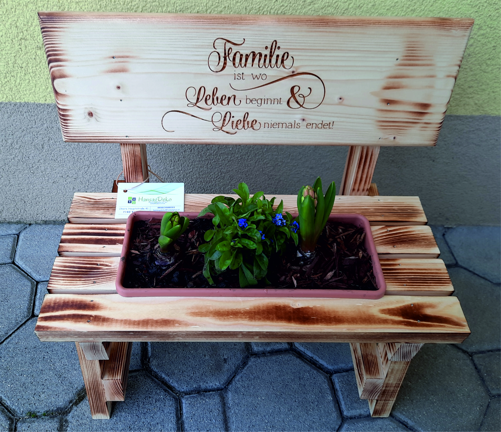Blumenbankerl  Familie ist wo Leben beginnt und Liebe niemals endet