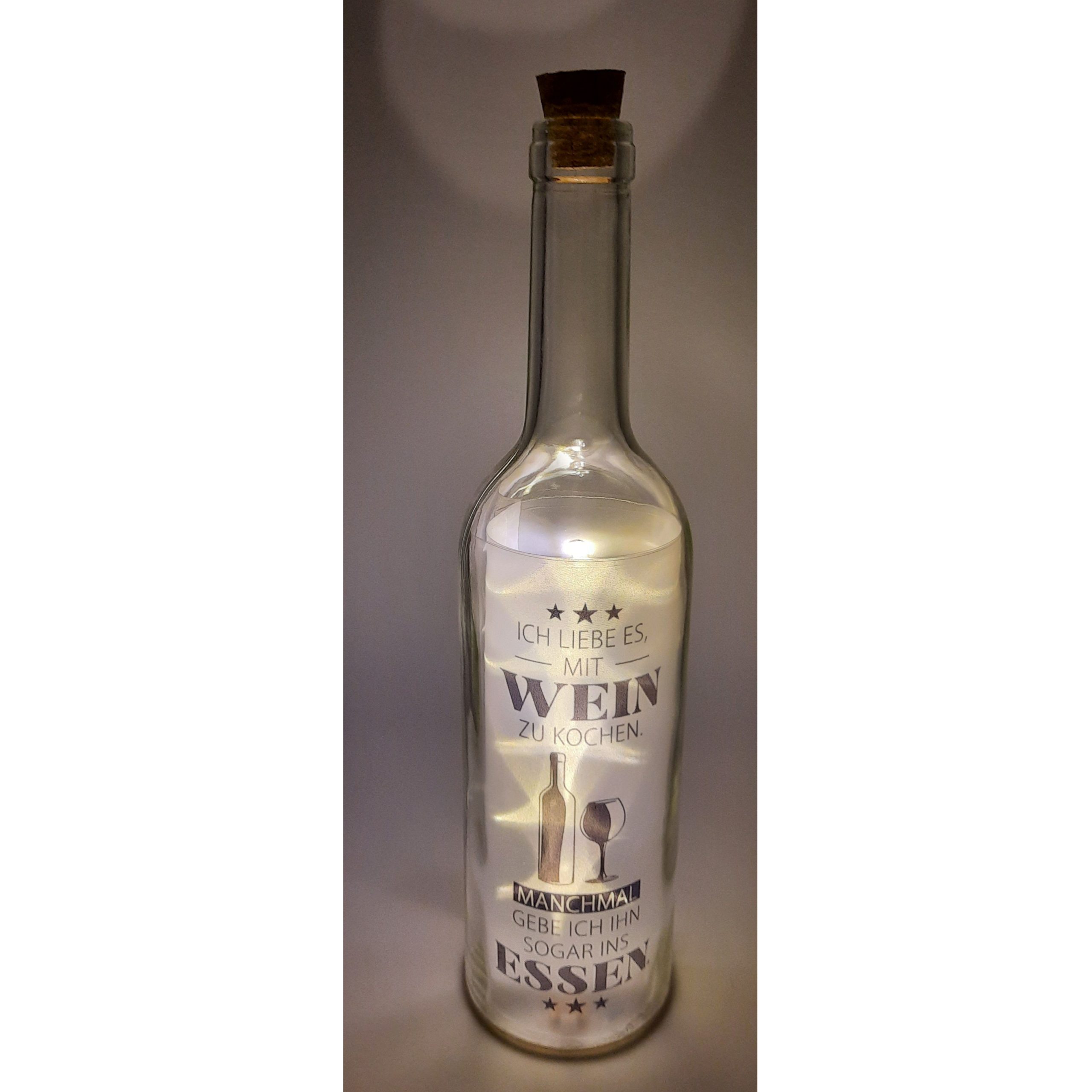 LED Leuchtflasche Ich liebe es mit Wein zu kochen