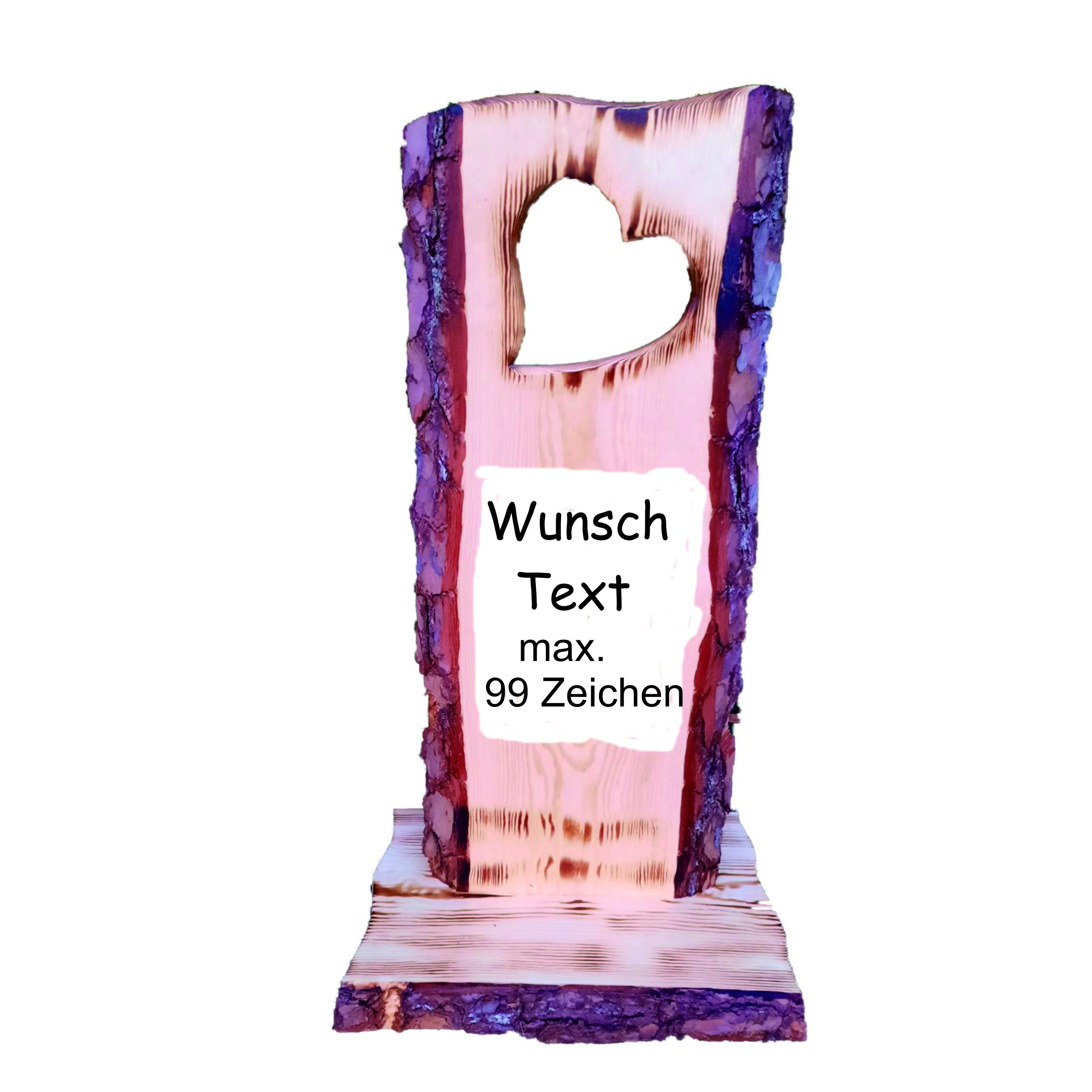 Holzsteher mit ausgeschnittenen Herz und personalisiert