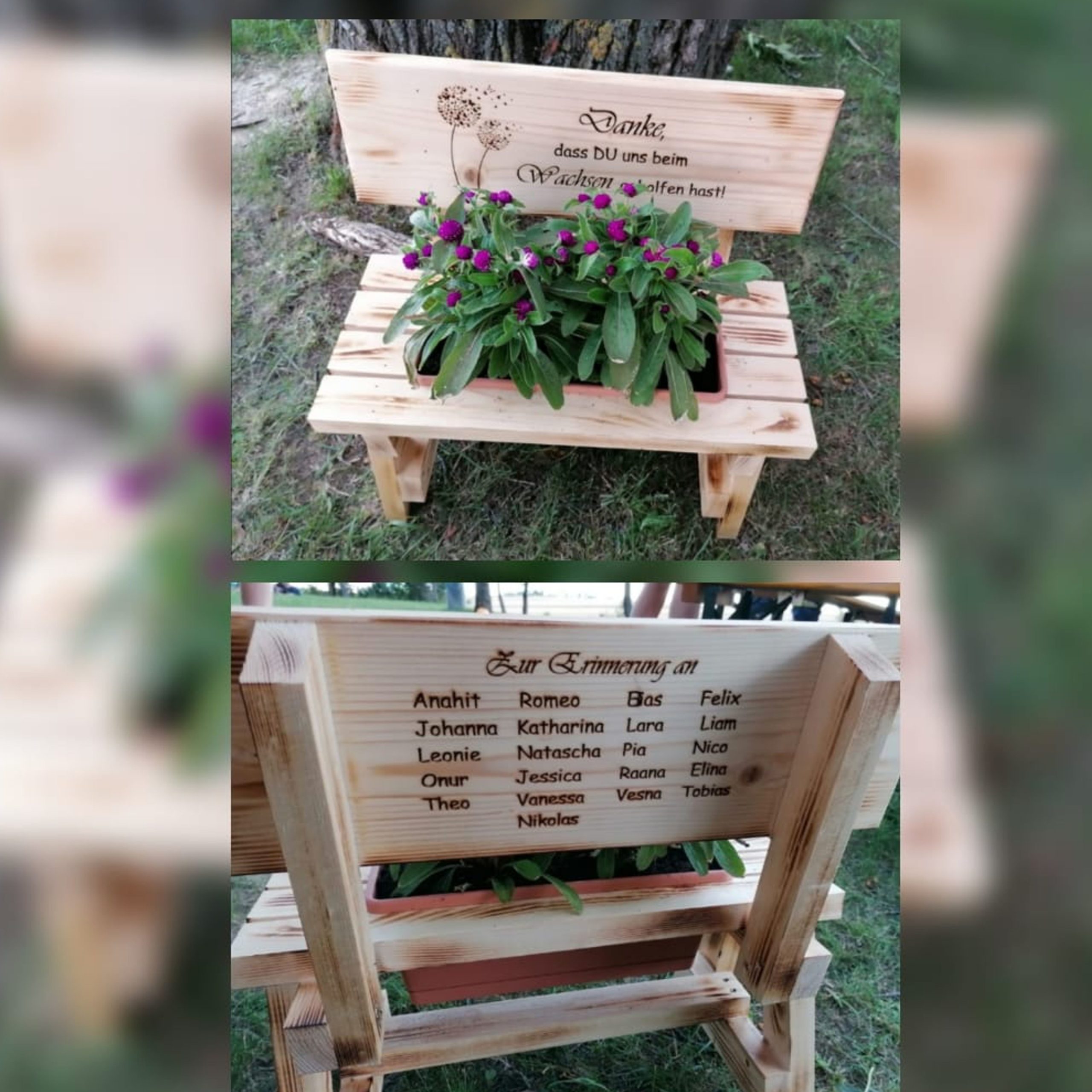 Blumenbankerl Danke, dass du uns beim Wachsen geholfen hast