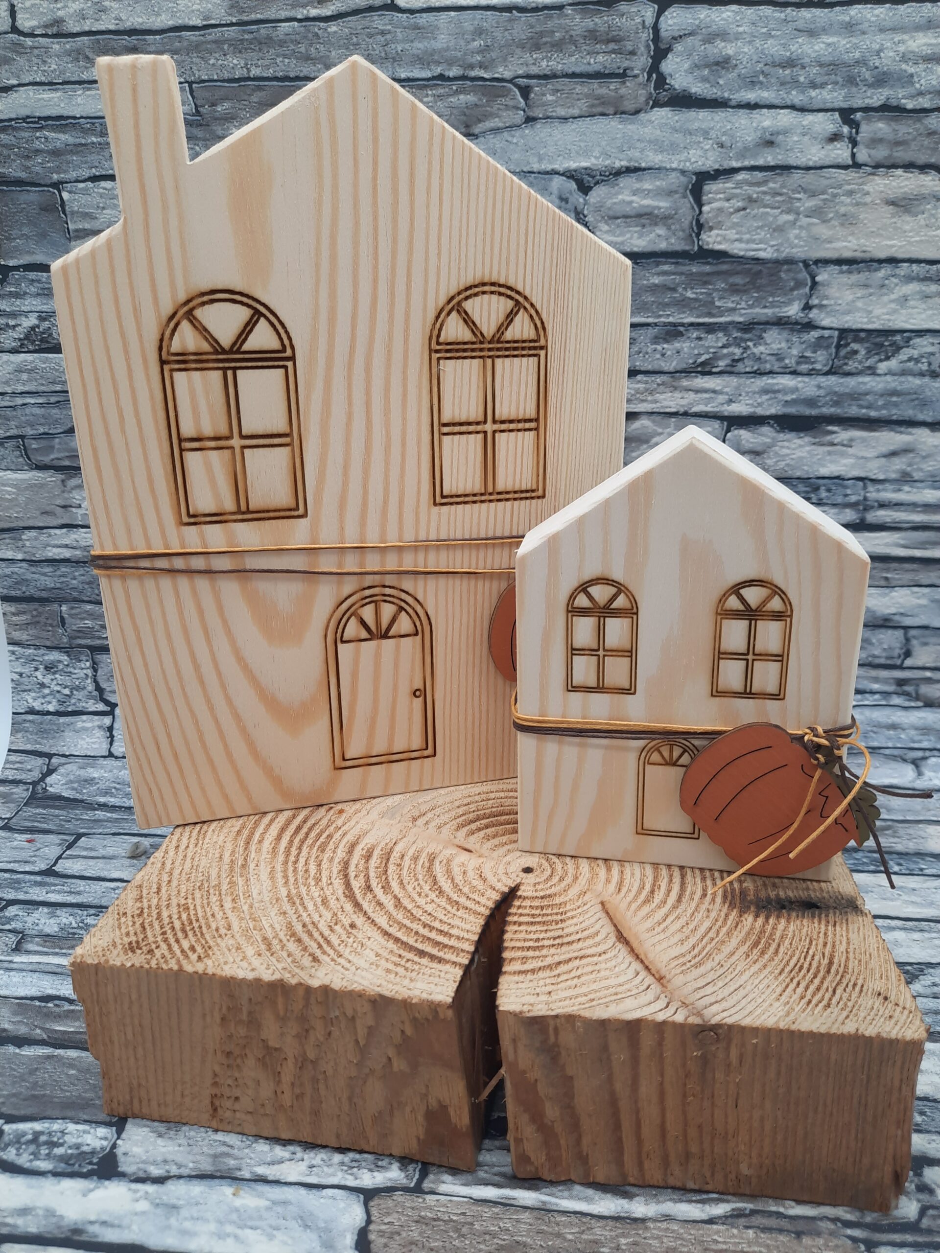 Holzhäuser Set natur