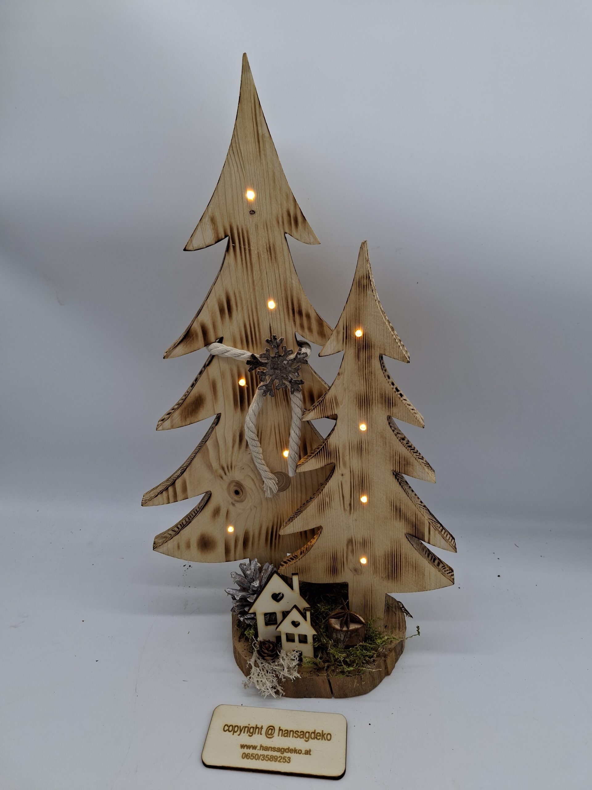 A-Tannenbaum Set aus  Holz mit LED Beleuchtung mit Timer Funktion