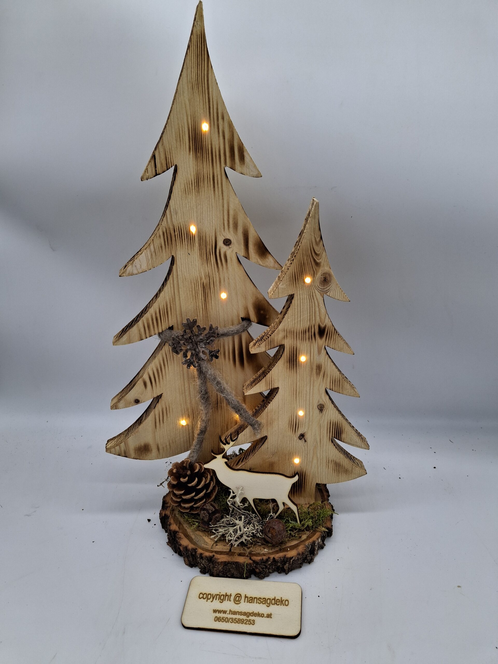 Tannenbaum Set aus  Holz mit LED Beleuchtung (Timer Funktion)