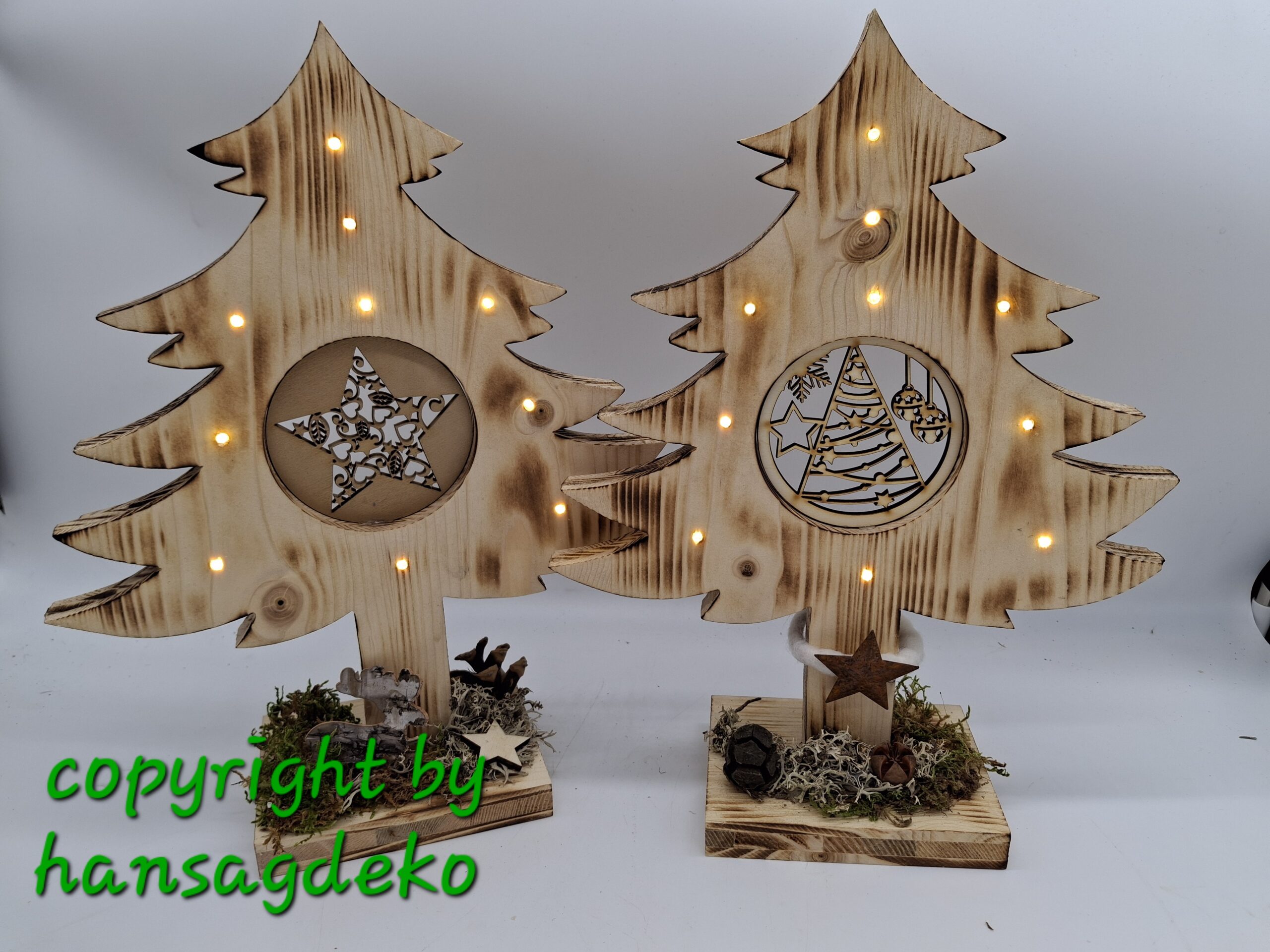 A-Holzbaum aus Fichten Holz  mit LED Beleuchtung (Timer Funktion)