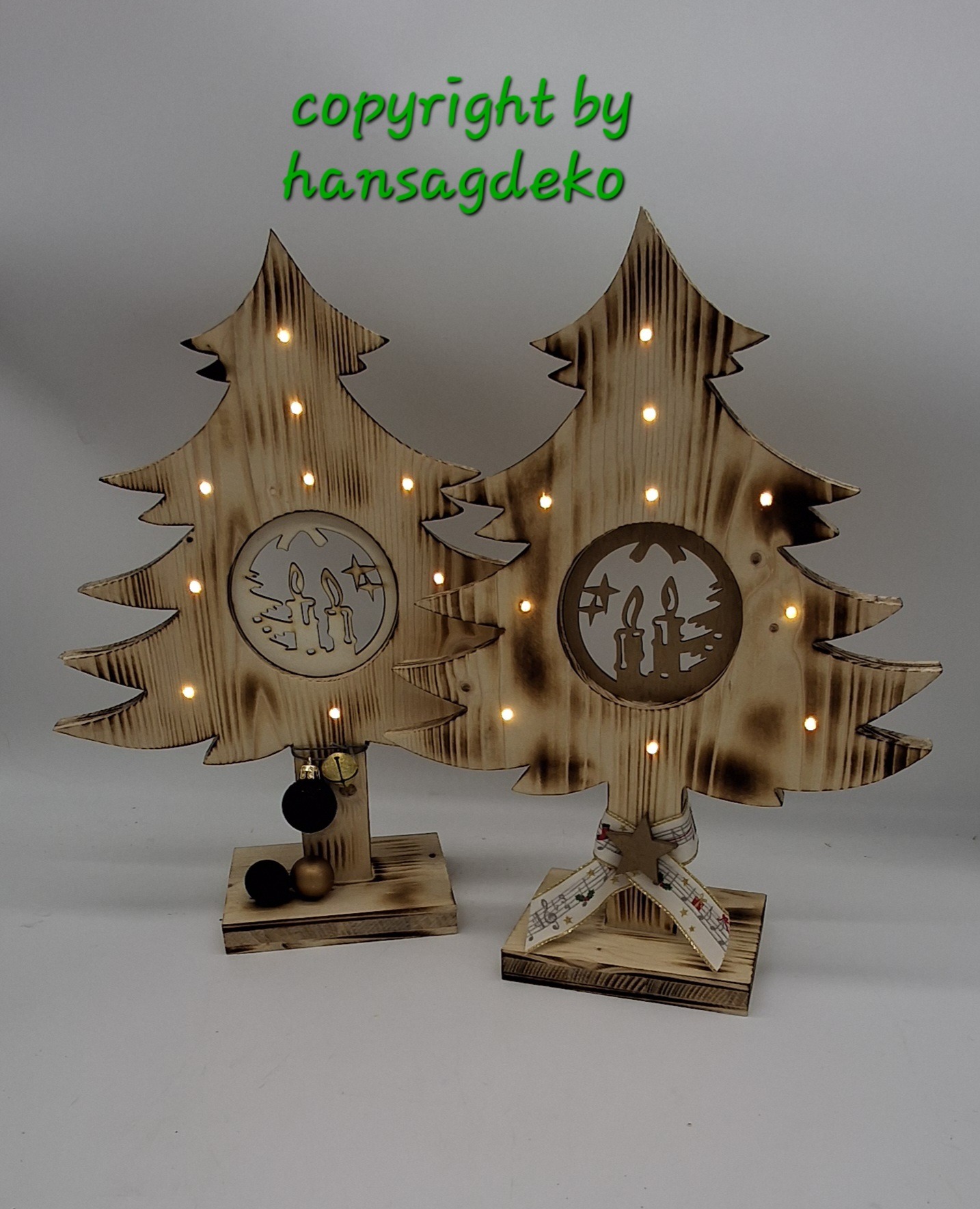 A-Holzbaum aus Fichten Holz  mit LED Beleuchtung (Timer Funktion)